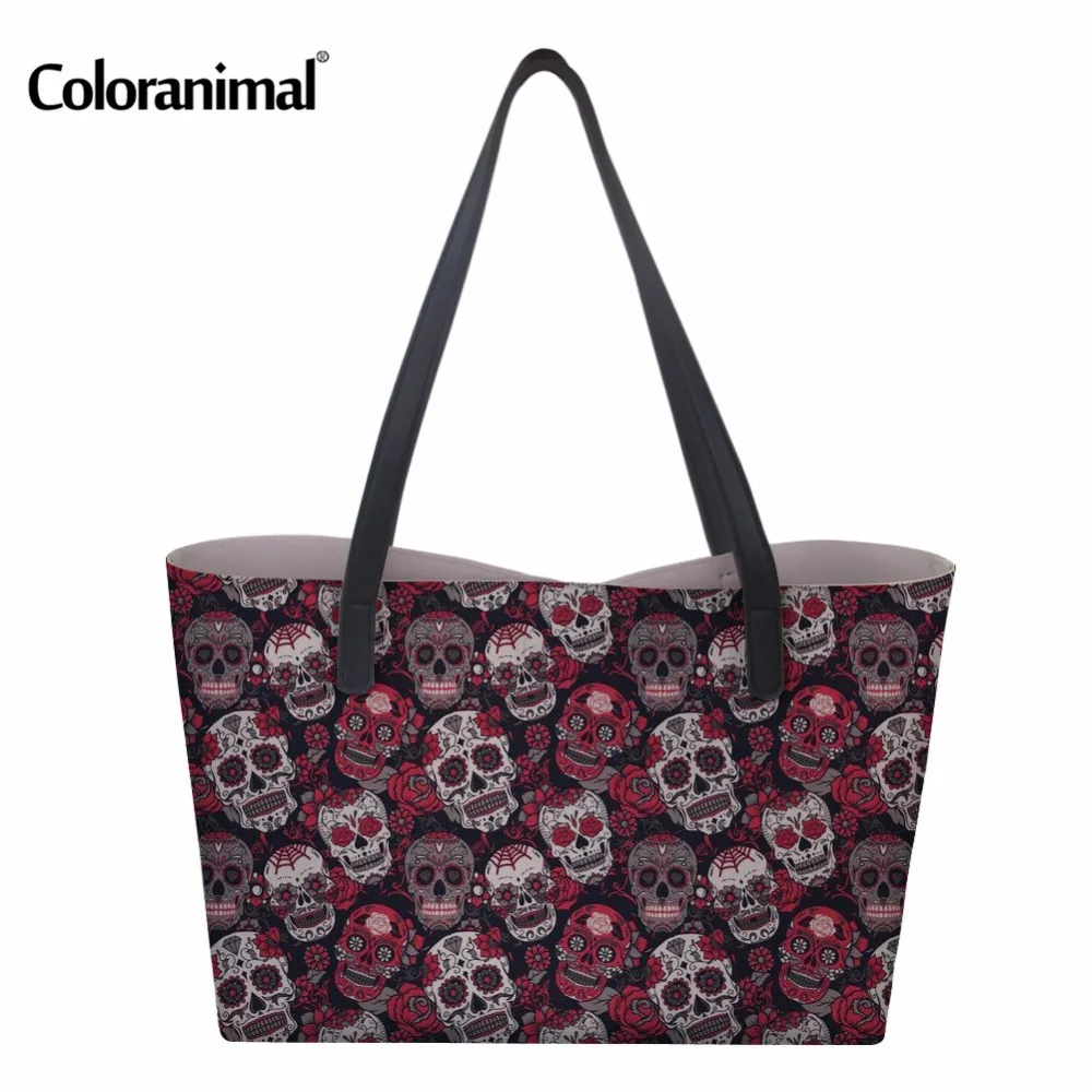 Цветные животные трендовые сахарные черепа женские сумки с 3D рисунком