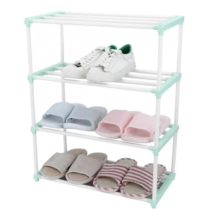 4 Tiers Shoes Rack Assembled Stainless Steel Shoes Storage Cabinet Dustproof Shoes Rack Shelf Stand Shoes Organizer