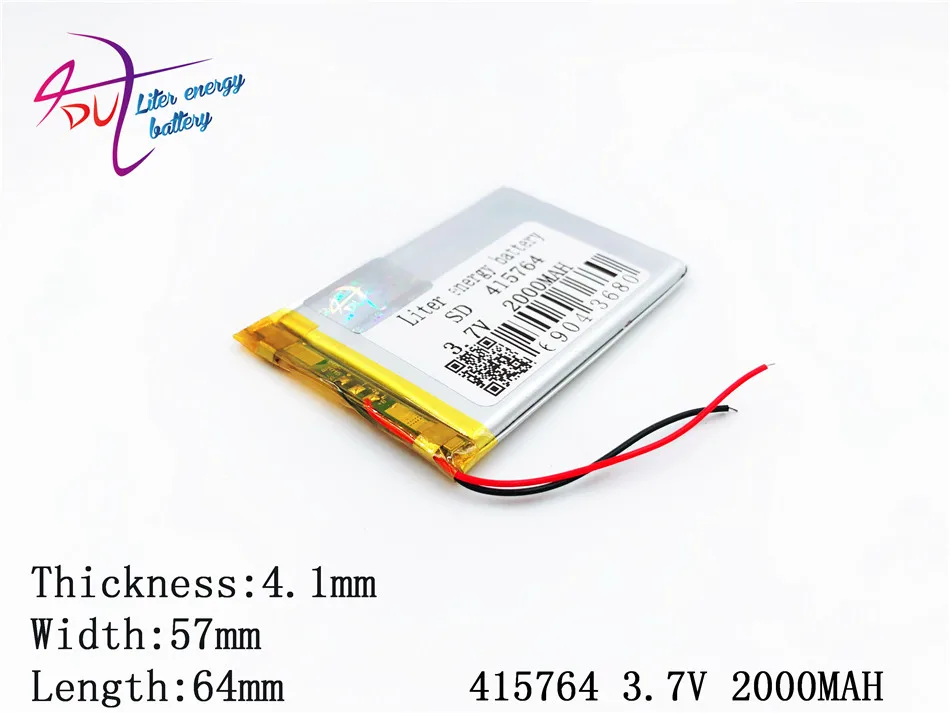 Литий полимерная аккумуляторная батарея 3 7 в 2000 мАч 415764 405565 для GPS DVD PAD E Book tablet pc