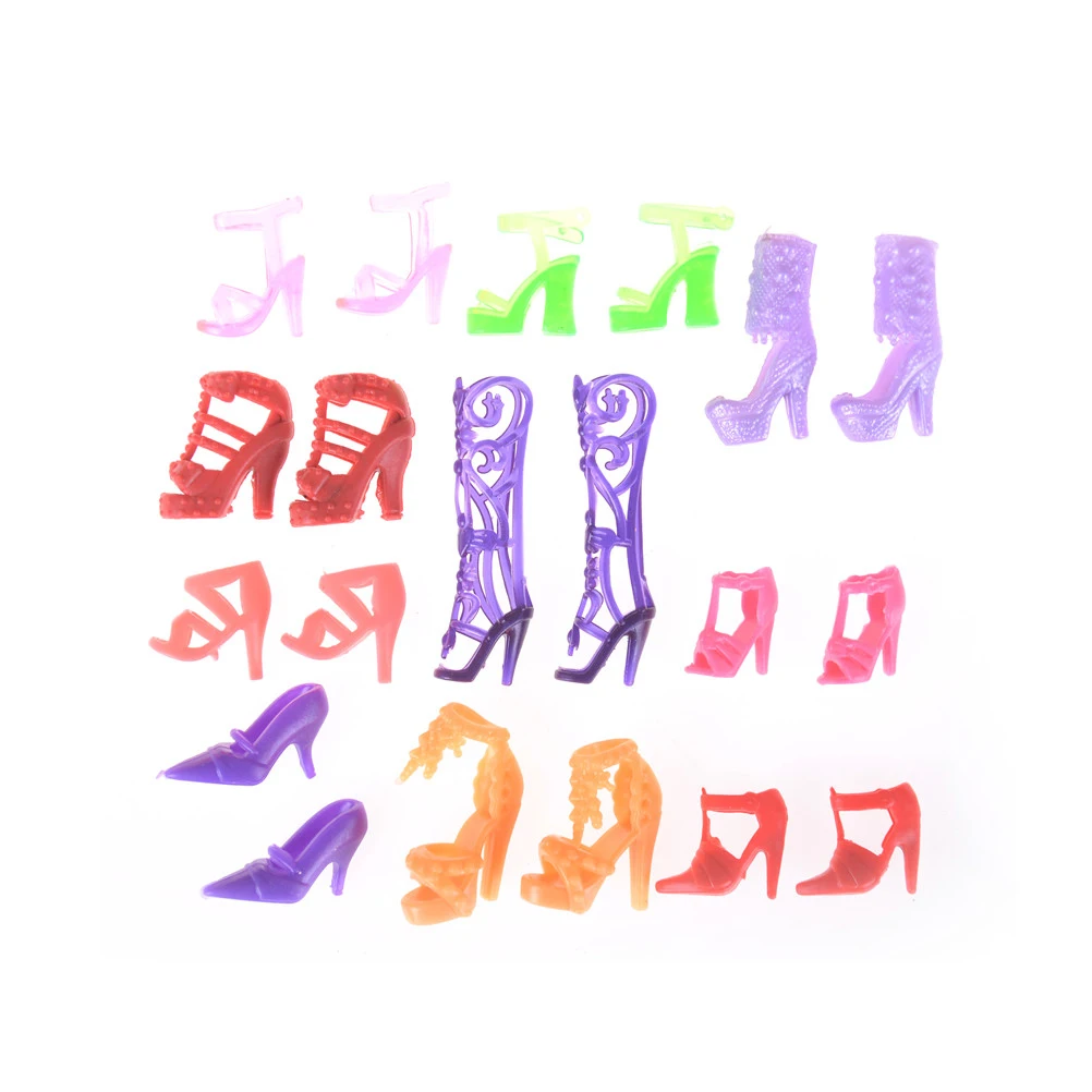 10 Pairs Crystal Assorted Fashion Colorful Sandals Copy High Heels Shoes For Girl Doll Accessories Clothes Dress Prop | Игрушки и хобби