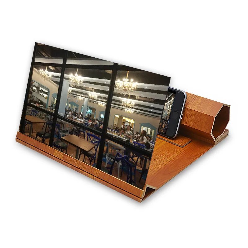 Stereoscopic Amplifying Screen Amplifier 12 Inch Desktop Wood Bracket Mobile Phone Video Screen Magnifier Amplifier Holder