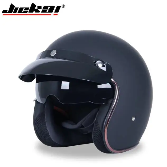Мотоцикл Jiekai шлем 3/4 с открытым лицом Винтаж Casco Moto Jet скутер для езды на мотоцикле
