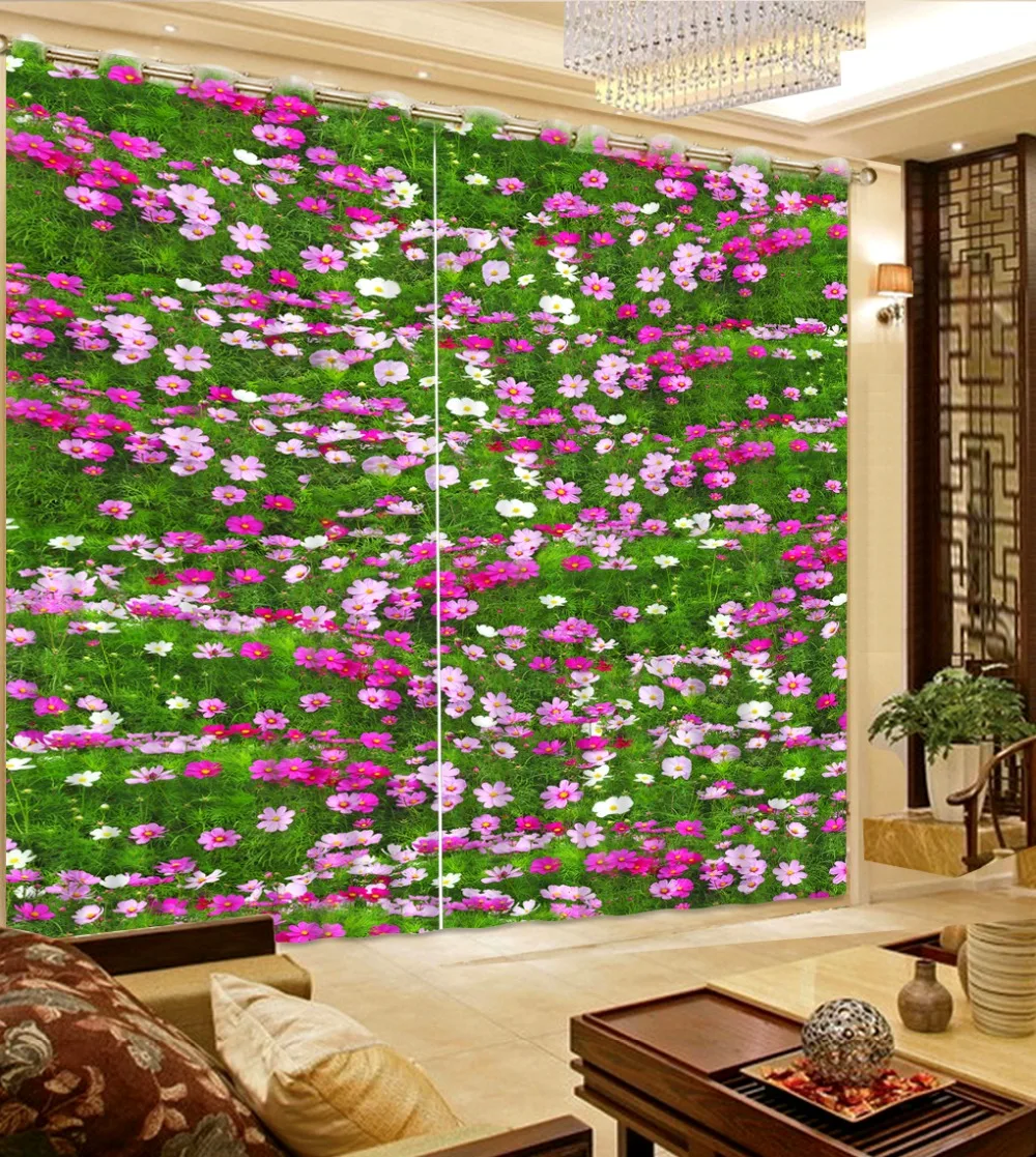 

Modern Photo Plant flower Curtain Custom Living Room Curtains Hooks Landscape Photo Patint Curtain High quality