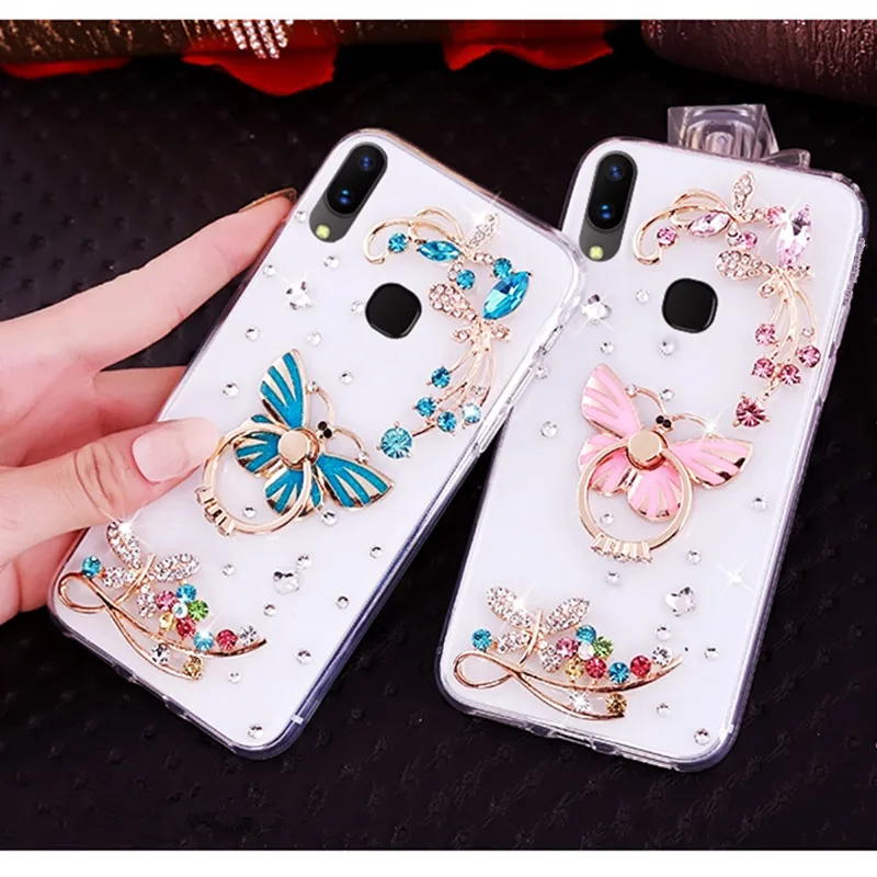 Шикарный милый чехол с кристаллами и стразами для Xiaomi Max 3 Pro 2 Mix 2S MI F1 кольцом