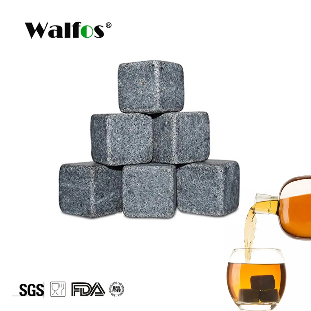 Охлаждающие камни для виски WALFOS, 100% натуральные кубические камни, охлаждение и потягивание виски, подарок на свадьбу, аксессуары для рождественского бара