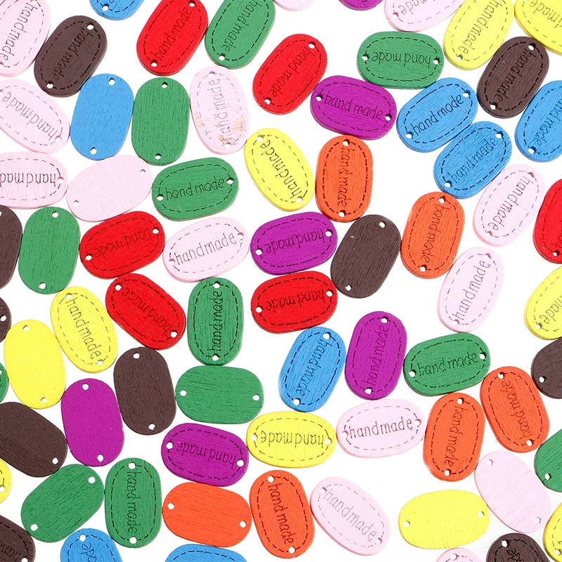 100 шт./упак. 2 отверстия деревянные пуговицы ручной работы логотип шитье