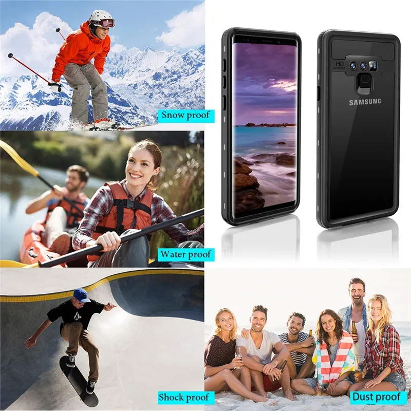 Водонепроницаемые чехлы для телефонов Samsung Galaxy S9 Plus Note 8 9 360 полностью прочный