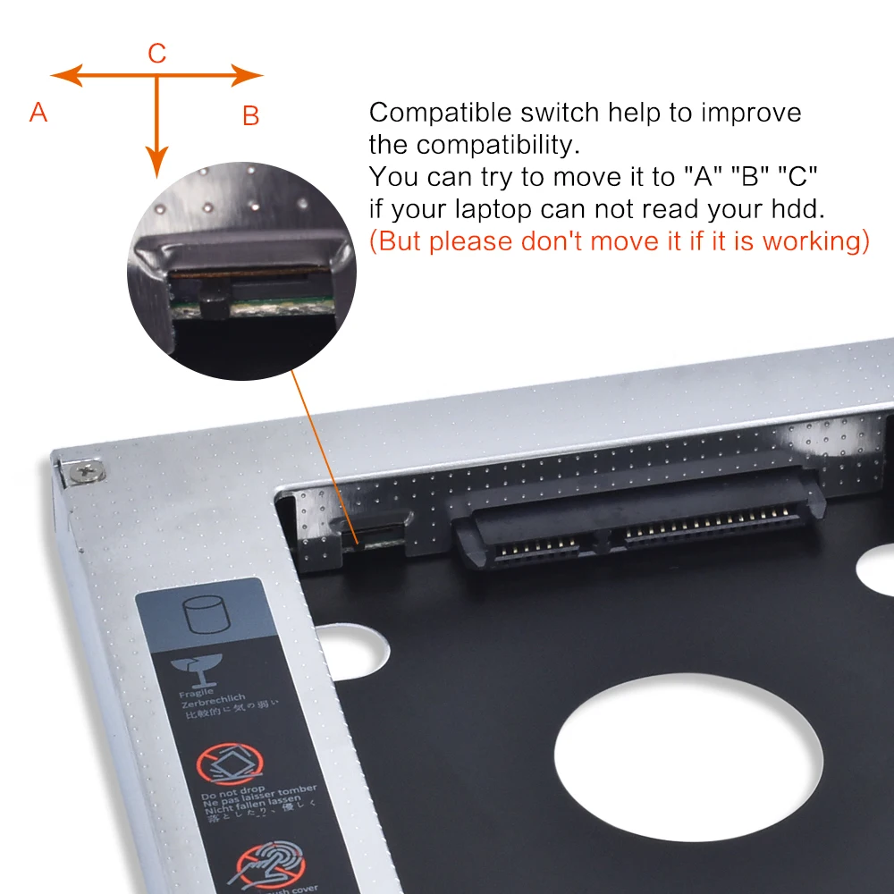 TISHRIC 2nd HDD Caddy 9 5 мм SATA 3 0 2 &quotSSD OptiBay чехол для драйвера жесткого диска Универсальный