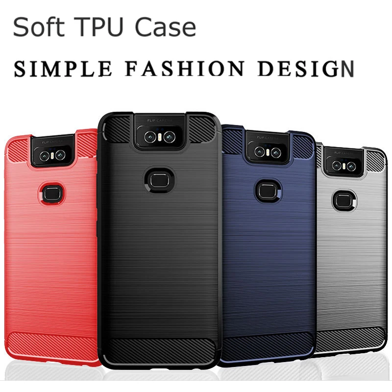 Esobest ZS630KL Shockproof Soft TPU cover for ASUS ZenFone 6 Carbon fiber Brushed texture Silicone case | Мобильные телефоны и
