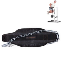 weight lifting belt nylon dip belt back support gym bodybuilding power lifting pull up belt with chain