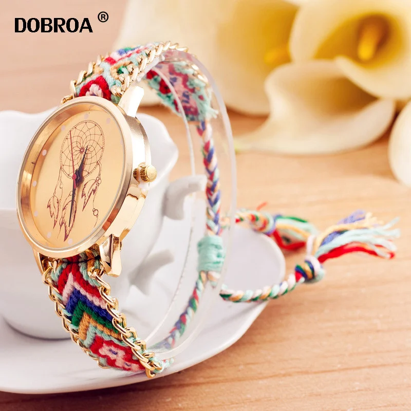 DOBROA Montre Femme часы женские стильные газ DIY ручная вязка трикотажная шерсть цепь