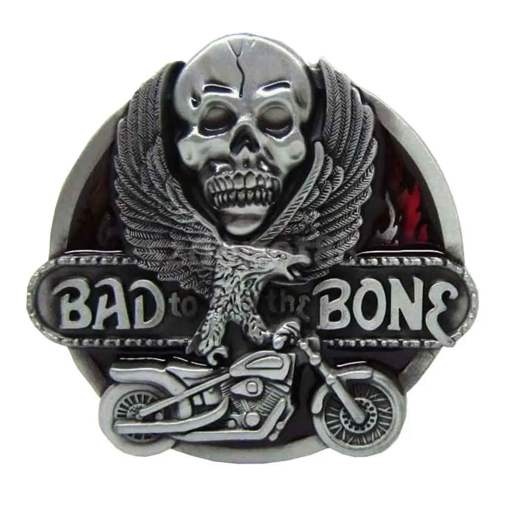 &quotBad to the Bone&quot череп Летающий орел мотоцикл металлическая пряжка для ремня в