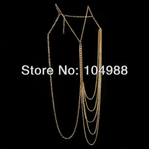 2013 Бесплатная доставка Новое женское золотое/серебряное пятислойное ожерелье в виде цепи, ювелирные изделия