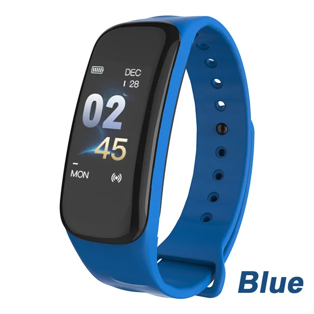 Blue Смарт-браслет C1 VS C1 Plus, умный браслет, фитнес-трекер, водонепроницаемый пульсометр, измеритель артериального давления, умный Браслет - Цвет: Blue