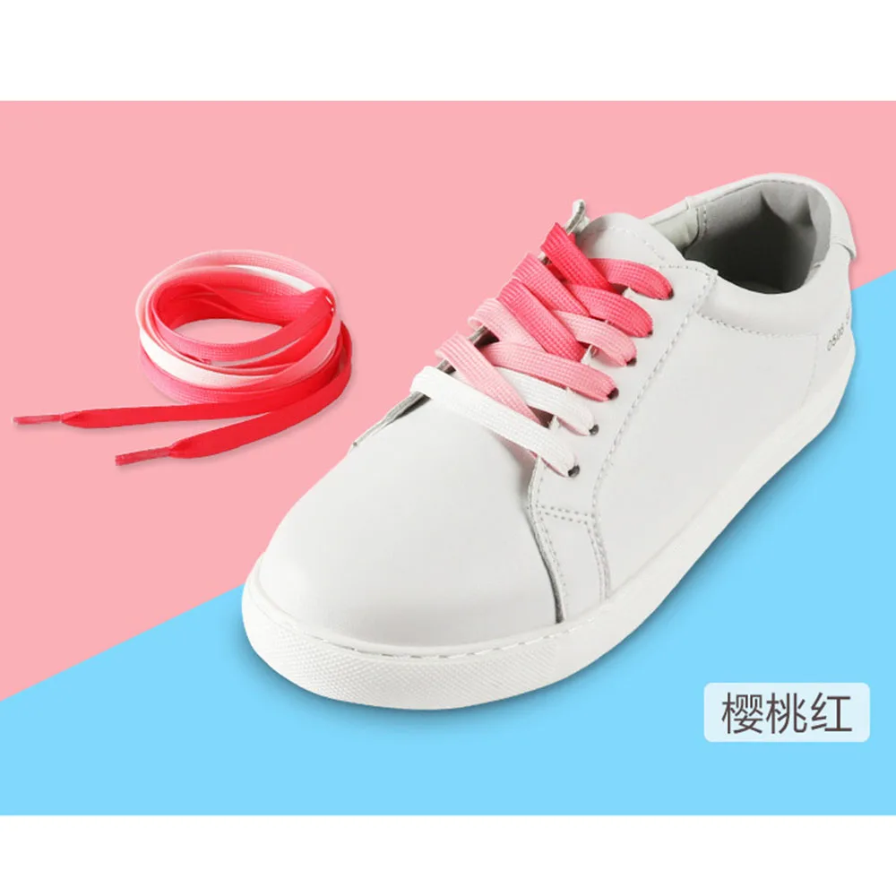 L 1 Pair Gradient Rainbow Nylon Shoelace 120 cm Flat Casual Sports Running Shoes Laces Unisex Sneaker Boots Shoe Strings - Цвет: L