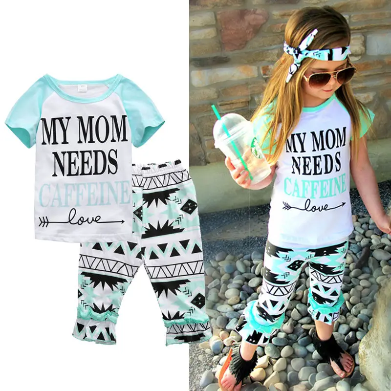 Комплект одежды для маленьких девочек футболка + длинные штаны комплект из 2