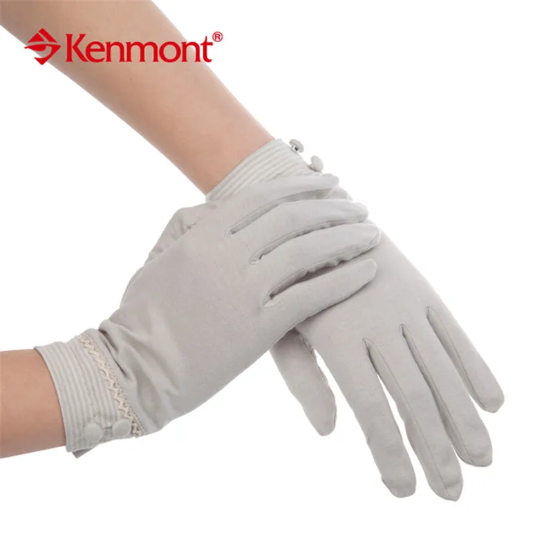 

New Kenmont Summer Women Lady Girl Solid Color 100% Cotton UV Protection Driving Gloves 2965