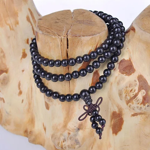 SEA MEW модные бусины Будды подлинный эбеновый ручной Розарий браслет для женщин