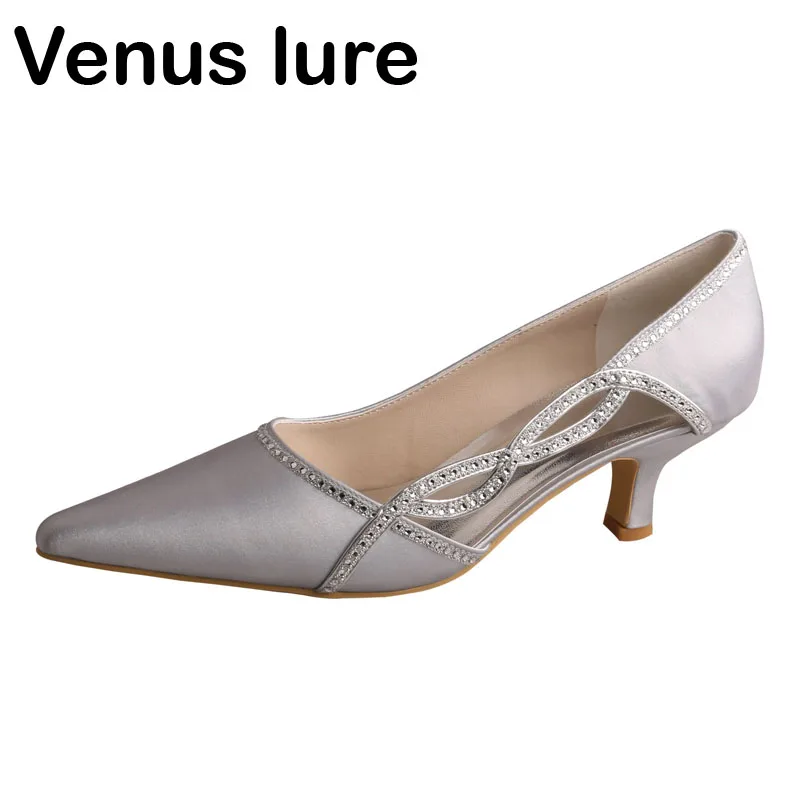 Venus lure 21 цвет Женская обувь Серебряный низкий каблук заостренный носок вечерняя