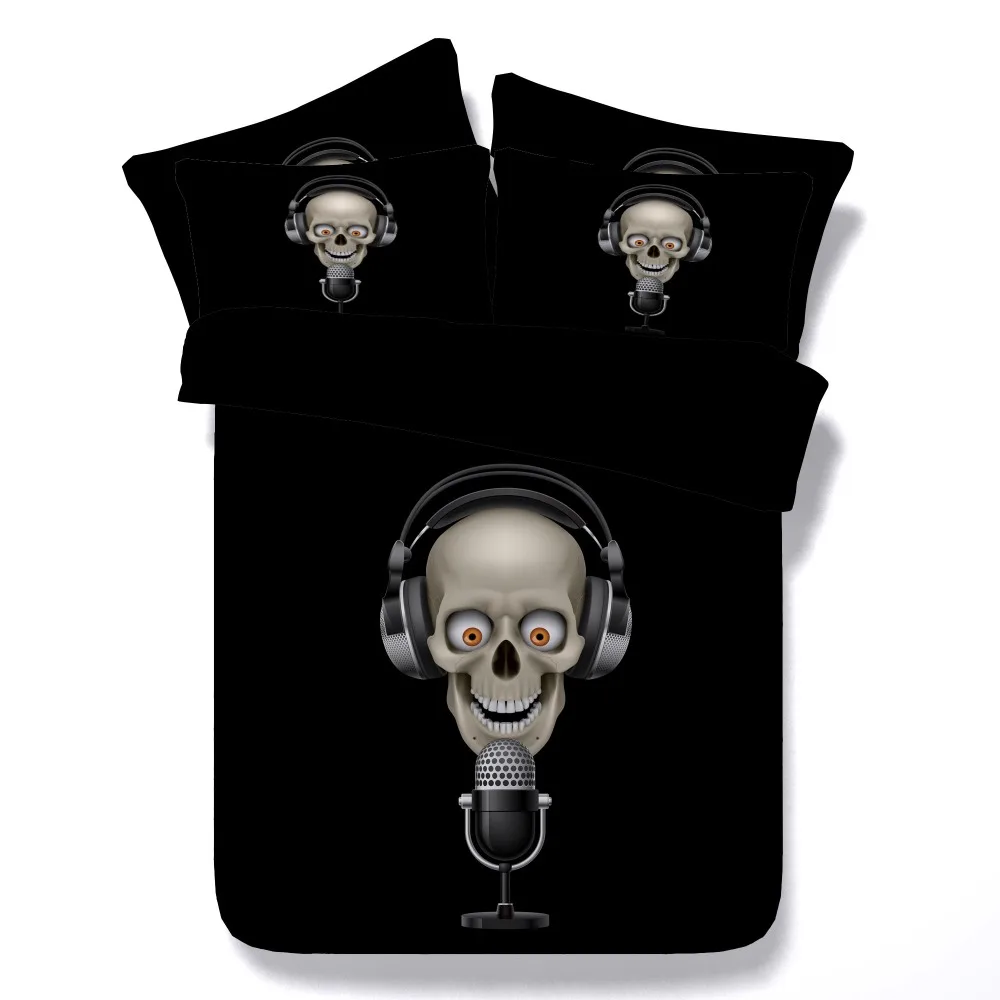 Free shipping cotton 3D 4pcs bedding set without filling twin/full/queen/king/super king size human skeleton/skull/head textile | Дом и сад
