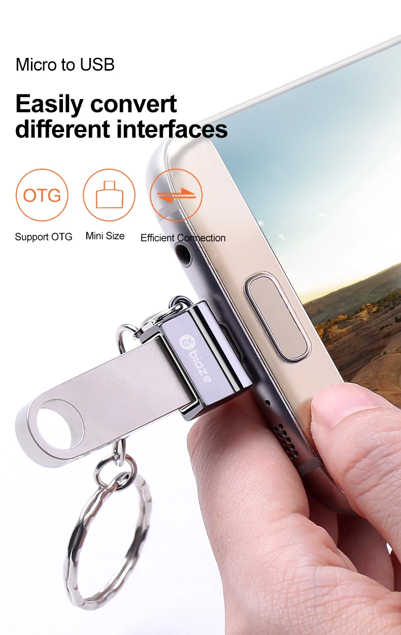 Адаптер Biaze OTG Micro USB в USB кабель конвертер адаптер Micro USB в USB 2,0 для samsung Xiaomi Android телефон для флеш-накопителя