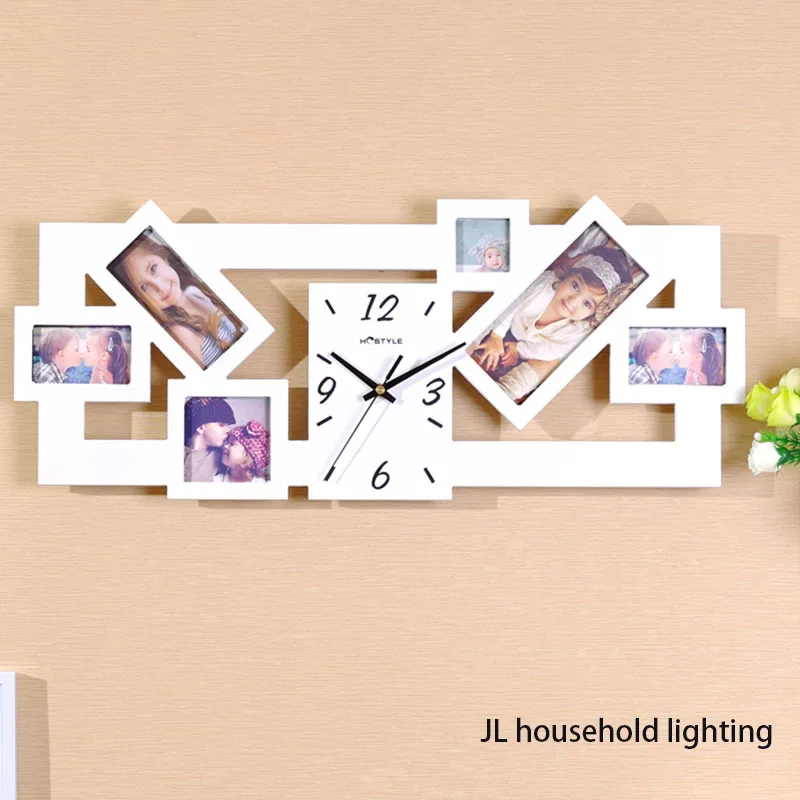 Новый Черный Multi Picture Photo Frame Большое Количество Настенные Часы Время Диафрагма