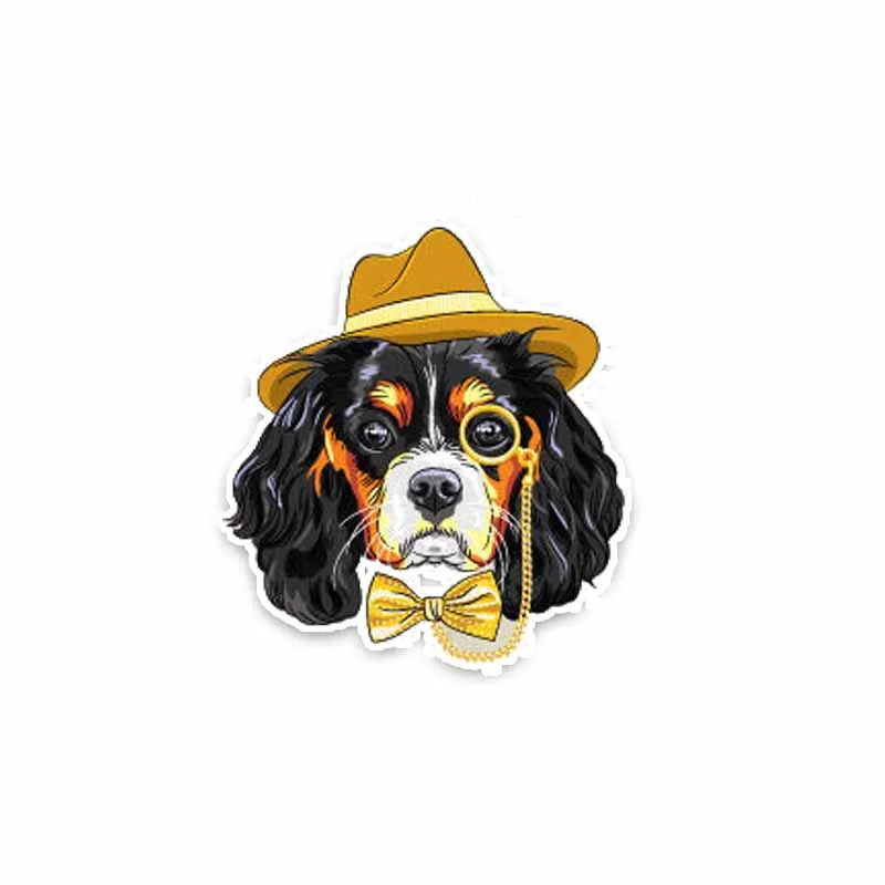 

YJZT 9*10CM Animal Dog Hipster Cap Hat Creative Car Bumper Car Sticker C1-4034