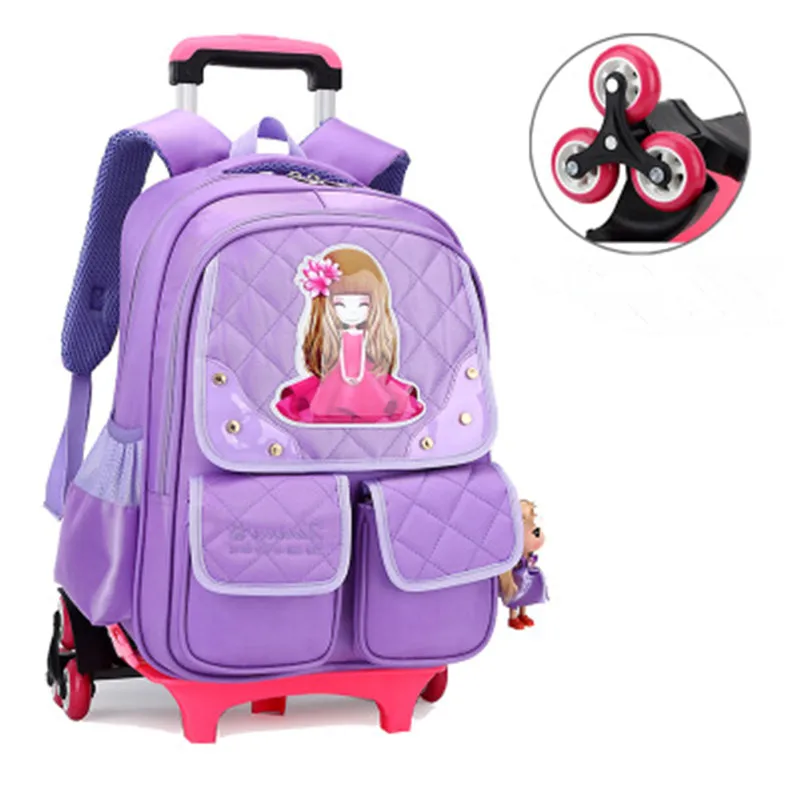 Детский рюкзак ZIRANYU в Корейском стиле, детские школьные ранцы на 3 колесах со съемной тележкой и лестницей, школьные сумки для девочек