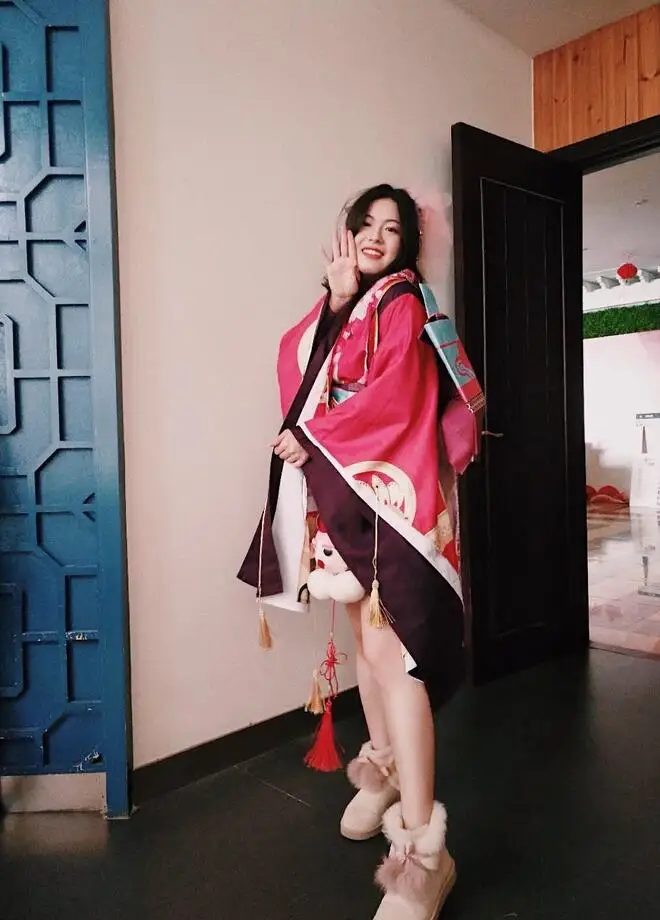 Куш Косплей Минамото Кагура Косплей Onmyoji японский женский косплей каваи красный кимоно костюм
