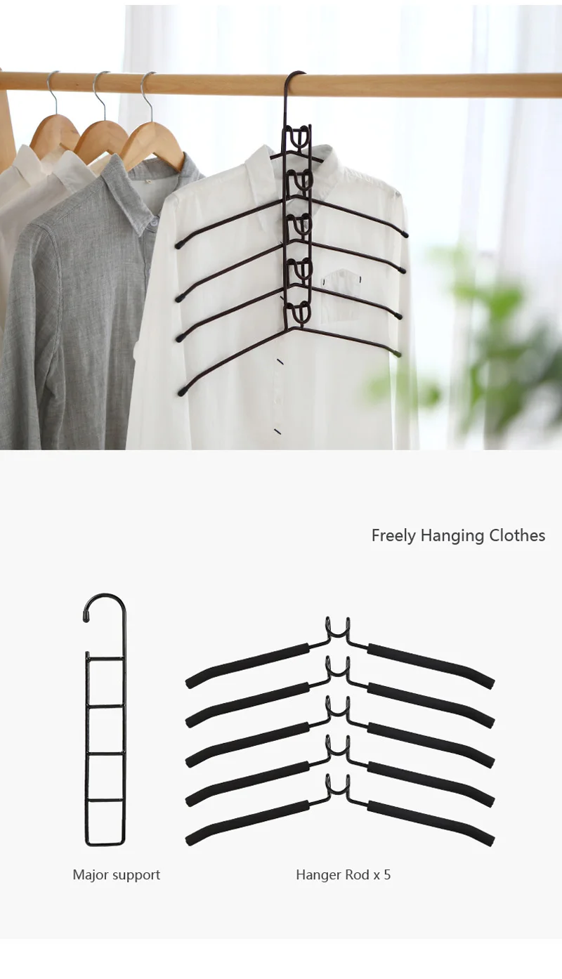 Metal Clothes Hanger Hook - Multilayer Clothing Storage Rack T-Shirt Holder Wardrobe Organizer Closet Space Saver | Дом и сад