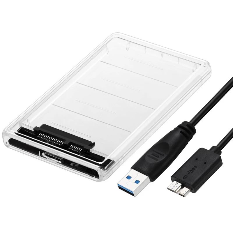 Прозрачный 2,5 дюймовый HDD чехол Sata для USB 3,0 адаптер высокая скорость коробка жесткий диск Корпус для samsung Seagate SSD Box