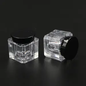 100 шт.лот мини 4 г 4 г портативная пустая прозрачная банка для крема горшок с черная крышка контейнера для косметики прозрачная квадратная основа PS бутылка