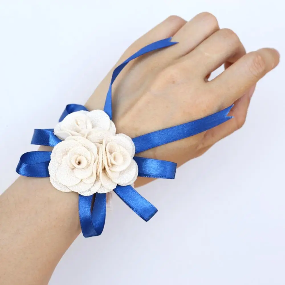 

Wrist Corsage Wedding Ivory Artificial Flowers Bridesmaid Wrist Corsage Silk Wedding Accessories Decoration Handmade SW004