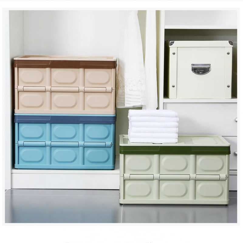 

Foldable car trunk container plastic covered toy packing box student large book storage wooden bins organizer shoe