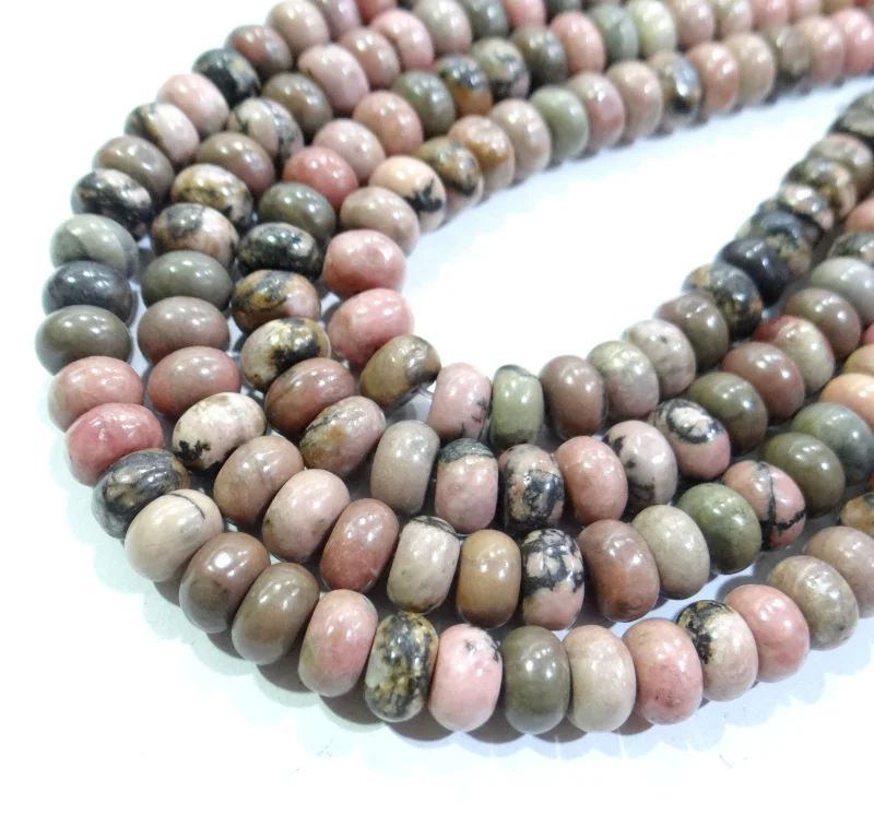 Бусины-разделители из натурального черного родонита 4 Х6 мм 5 х8 для изготовления