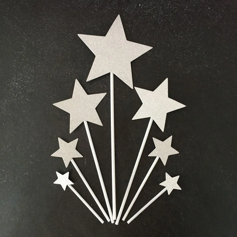 Топпер для торта новинка Золотая пятизвездочная вилка на день рождения карточка