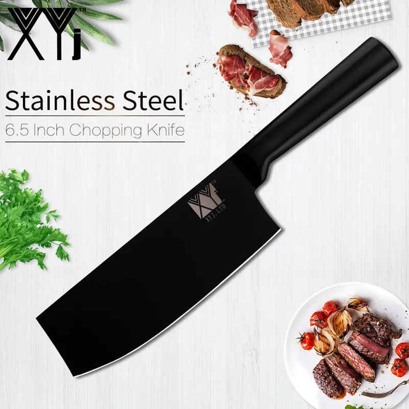 6.5 Kitchen Knife XYj набор кухонных ножей из нержавеющей стали, высокое качество, острый черный 4 шт., набор кухонных ножей с 8 дюймовым точилкой для ножей - Цвет: 6.5 Kitchen Knife