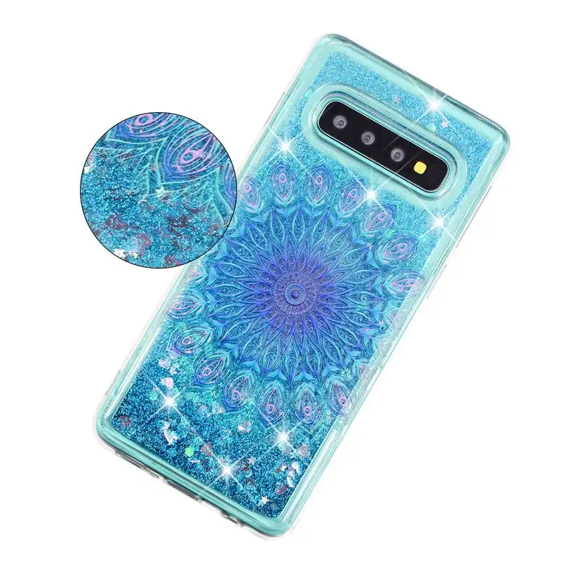Phone Case For Samsung Galaxy S10 Plus Protective Shell Glitter Shine Quicksand Flowing Liquid Shockproof Back Cover Soft TPU |