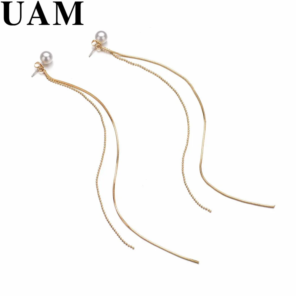 UAM Hyperbole панк золотой цвет супер длинные висячие серьги с кисточками маленькие