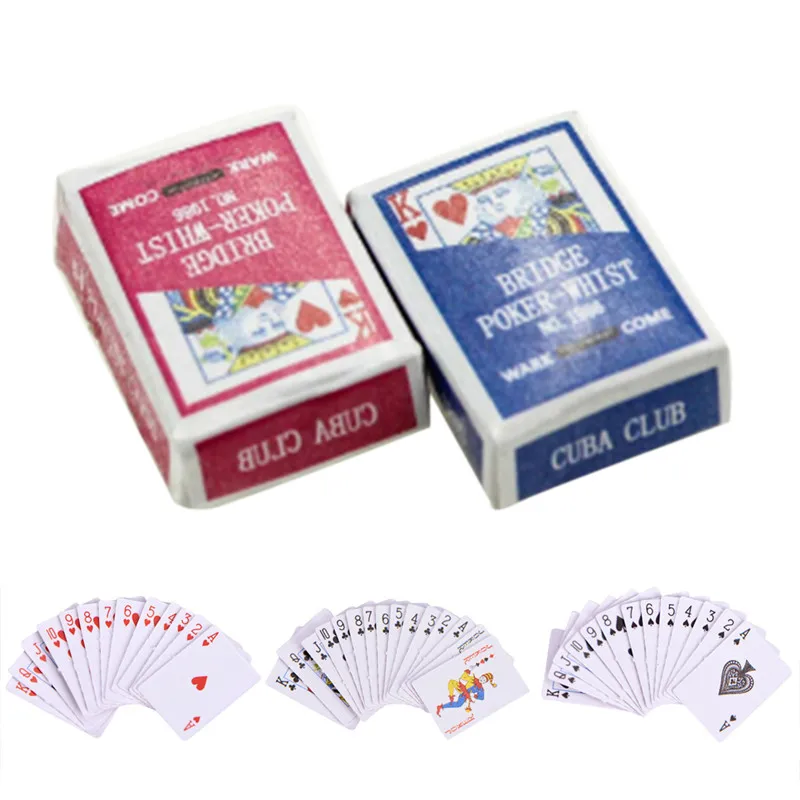 

1 комплект Забавный мини 1:12 кукольный домик миниатюрные покерные украшения для дома покерные карты игральные игровые аксессуары для игрушечной куклы Whosesale