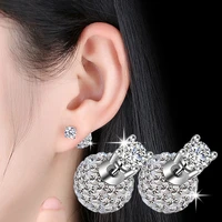 high quality fashion shiny crystal shambhala ball female 30 silver plated ladies stud earrings jewelry birthday gift cheap