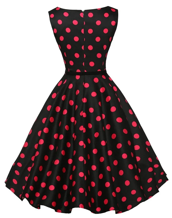Женское винтажное летнее платье в горошек Повседневные Вечерние платья стиле