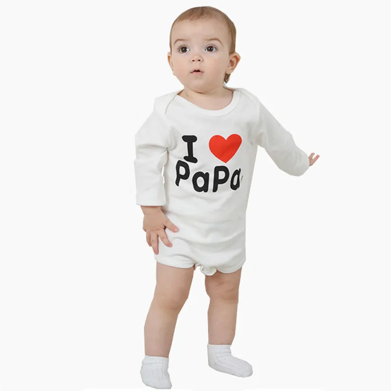 Brand Baby Boy Bodysuit Newborn White Long Sleeve Cotton Jumpsuit Infant I Love Mama Papa Costume Onesie |