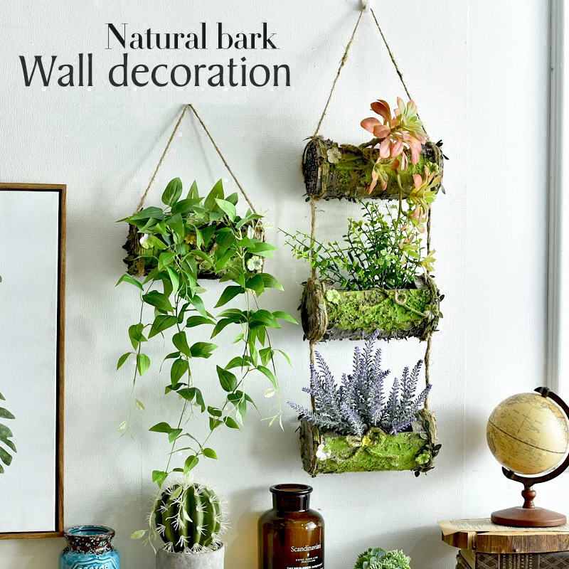 1 шт. настенный слой натуральная деревянная корзина для коры Искусственные цветы