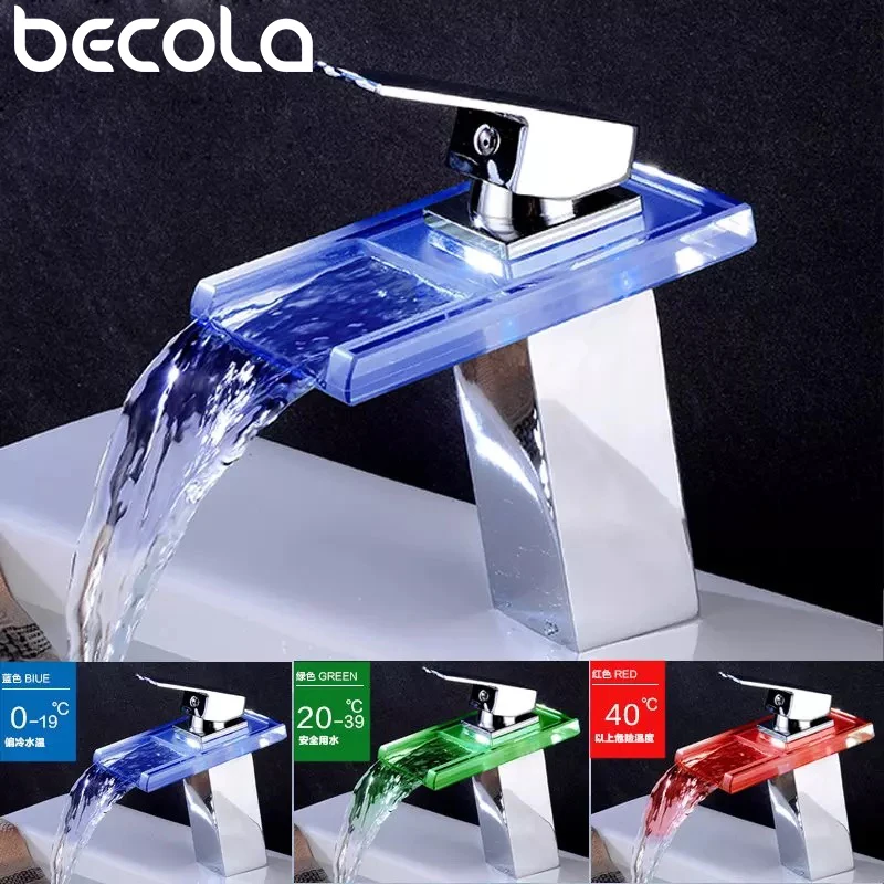 

LANGYO LED Bathroom Faucet Cold and Hot Water Single Handle and Single Hole Basin Faucet LH-8059