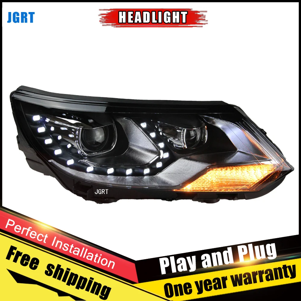 

2PCS Car Style LED headlights for vw Tiguan 2013-2015 for Tiguan head lamp LED DRL Lens Double Beam H7 HID Xenon bi xenon lens