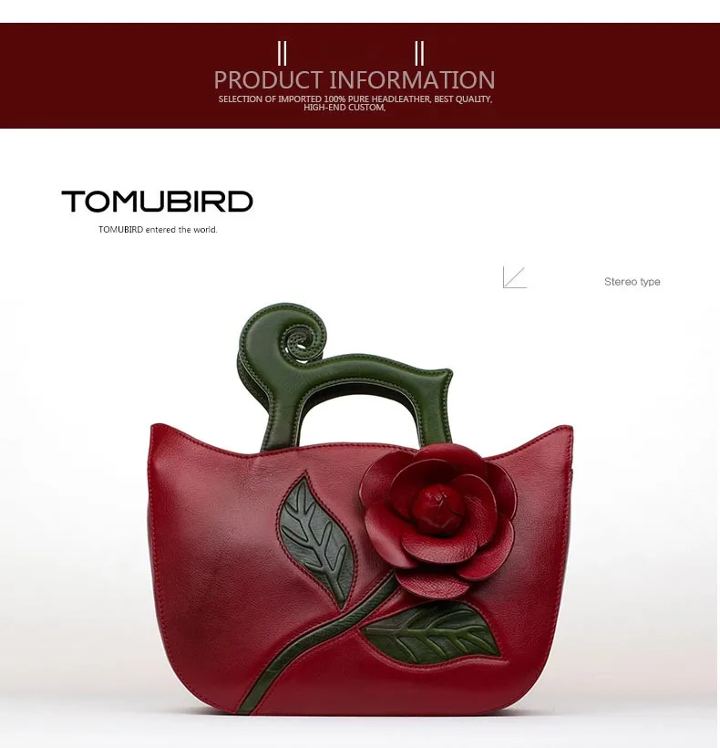 TOMUBIRD, новинка, улучшенная коровья кожа, дизайнерская, вдохновленная цветами, женская, ручная работа, кожаная сумка, сумка, сумки