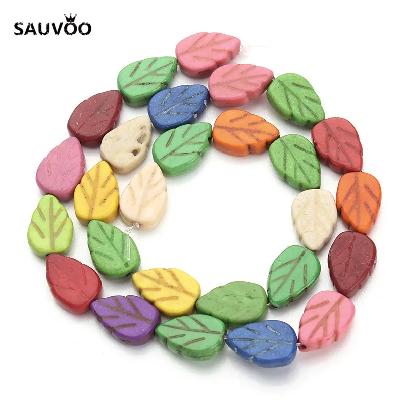 Каменные бусины SAUVOO 28 шт./упак. яркие в форме листа подвеска для браслета ожерелья