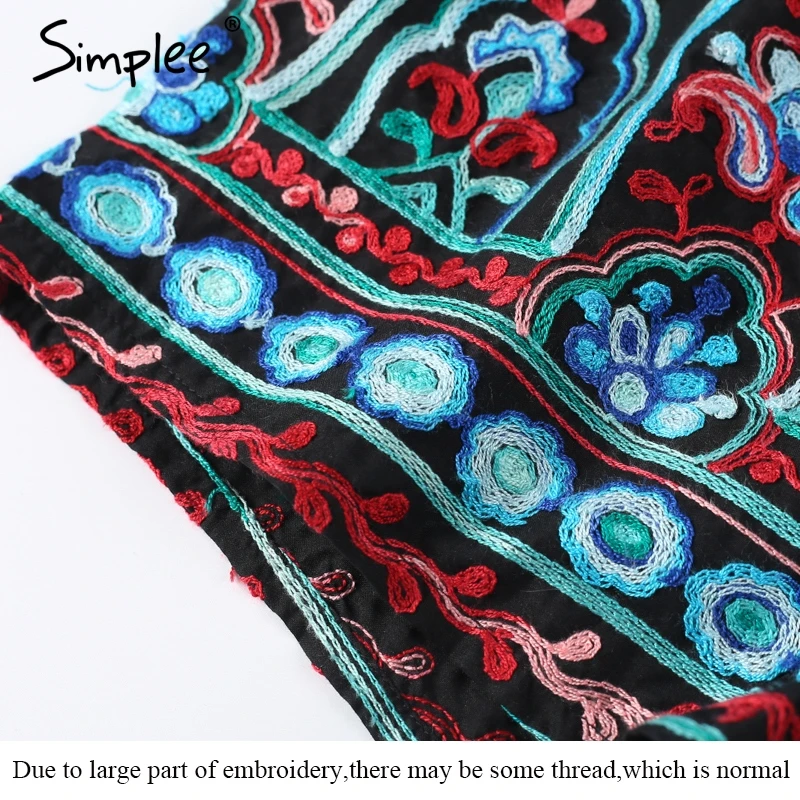 Simplee Вышивка цветок элегантный комбинезон с v-образным вырезом на лето Женщины