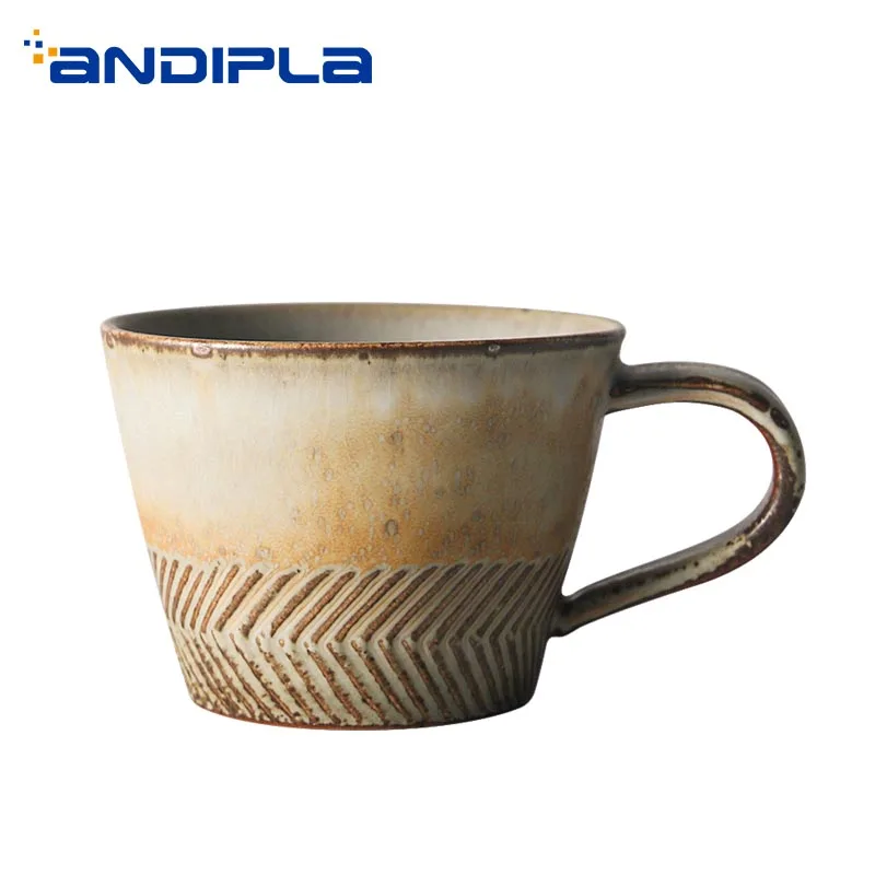 

Винтажная кофейная кружка 280 мл/340 мл, керамическая посуда для напитков, грубая керамика, кружки, чашка молочного сока, чашки для воды, контей...